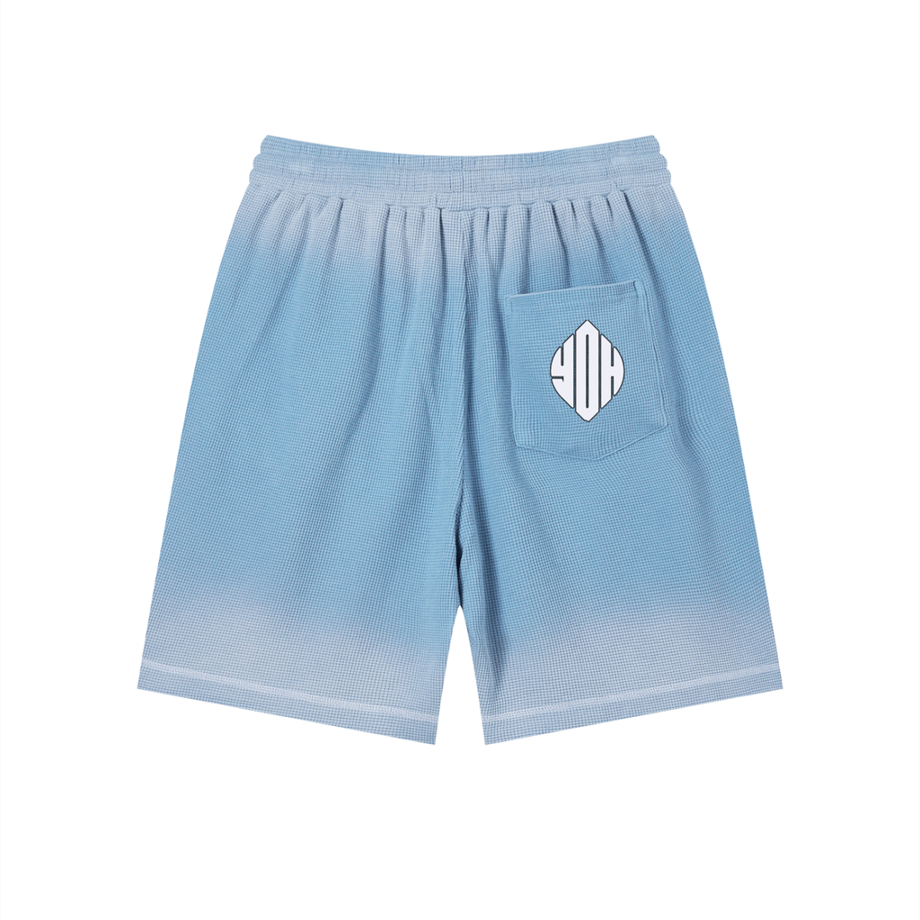 Unisex Sunfade Waffle Raw Hem Shorts