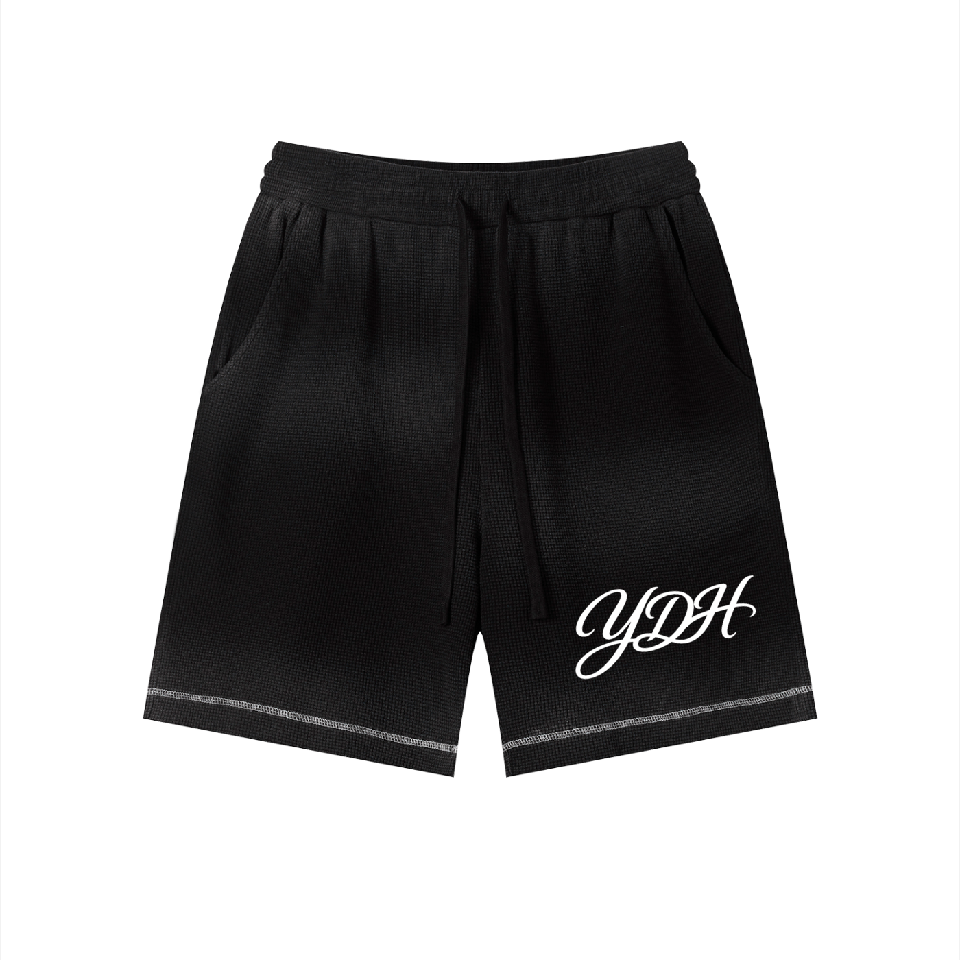 Unisex Sunfade Waffle Raw Hem Shorts