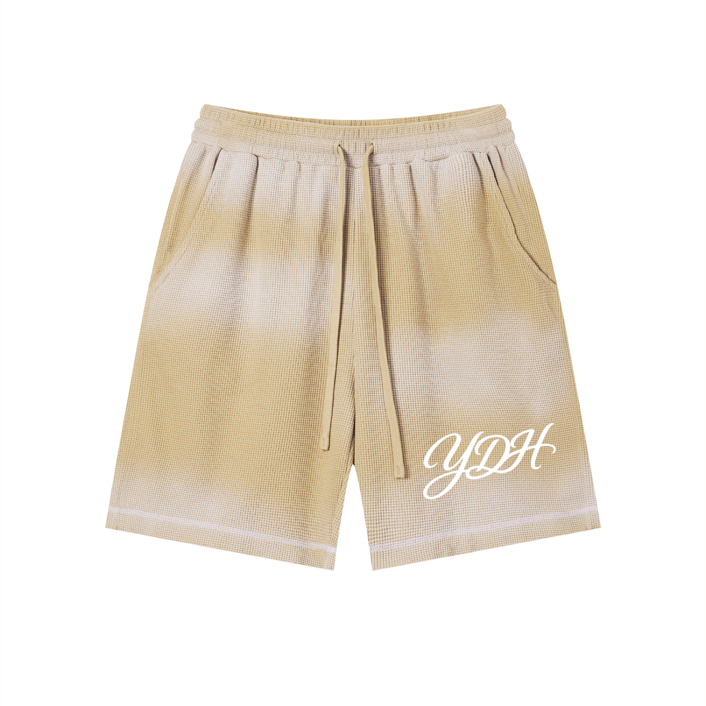 Unisex Sunfade Waffle Raw Hem Shorts
