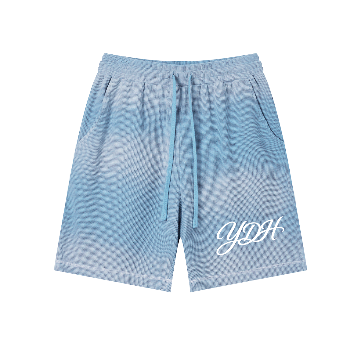 Unisex Sunfade Waffle Raw Hem Shorts