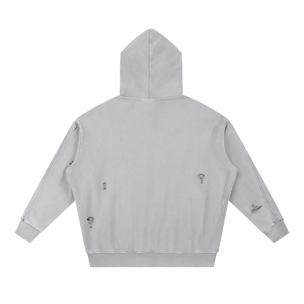 YDH Snow Washed Distressed Panel Pocket Hoodie
