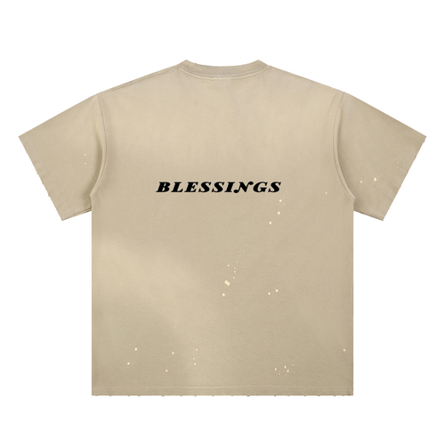 Hand-Frayed Sunfade Paint Splatter T-Shirt