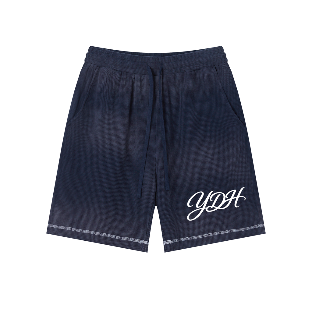 Unisex Sunfade Waffle Raw Hem Shorts
