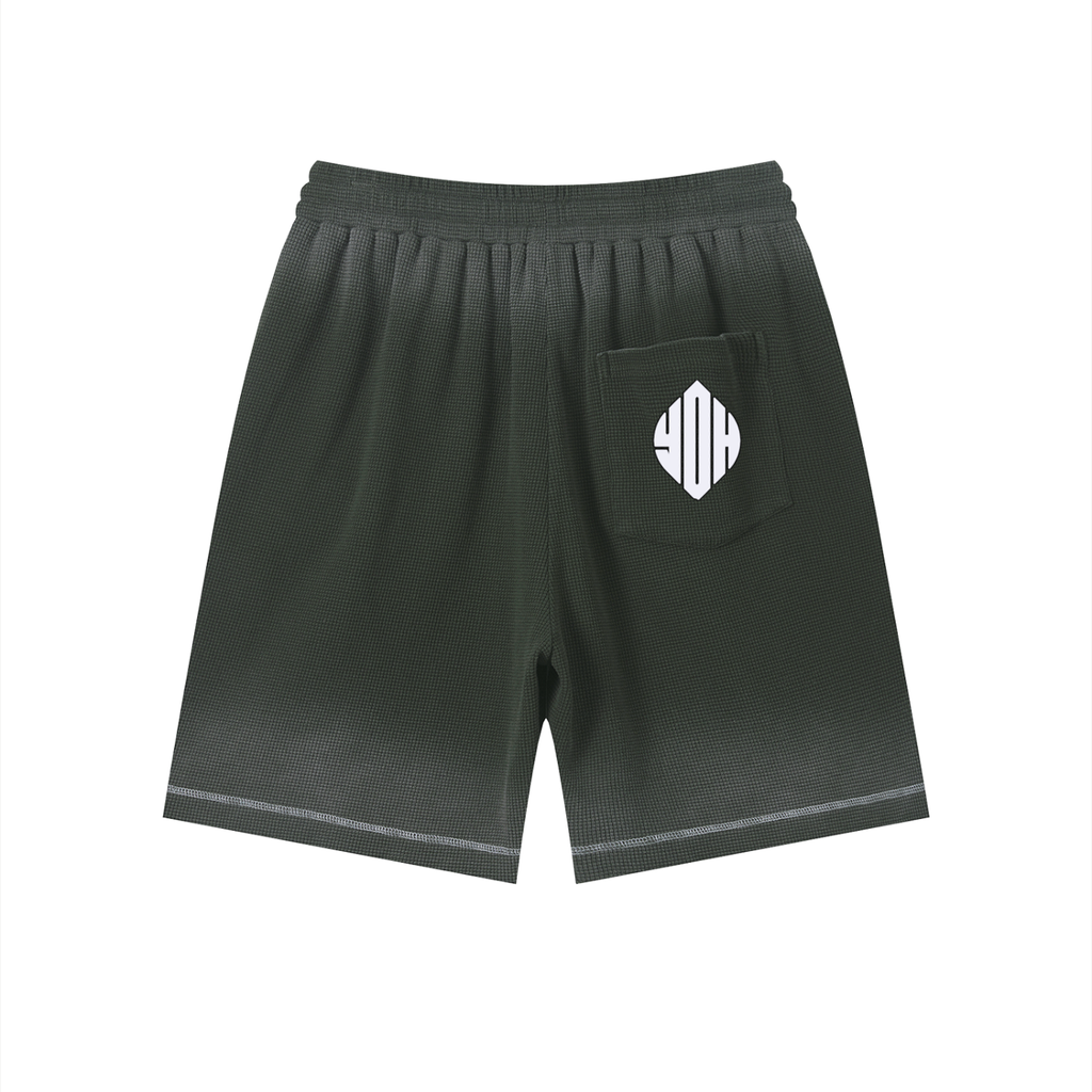Unisex Sunfade Waffle Raw Hem Shorts
