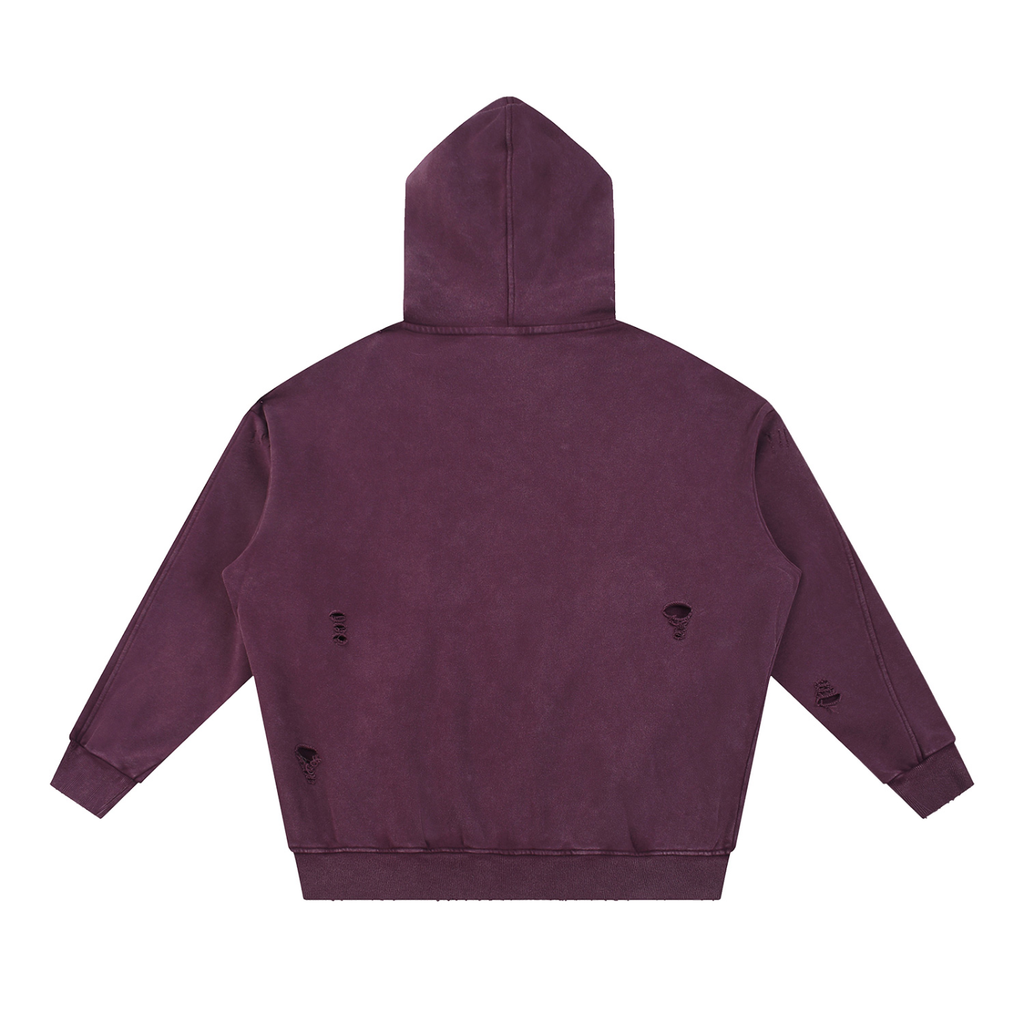 YDH Snow Washed Distressed Panel Pocket Hoodie