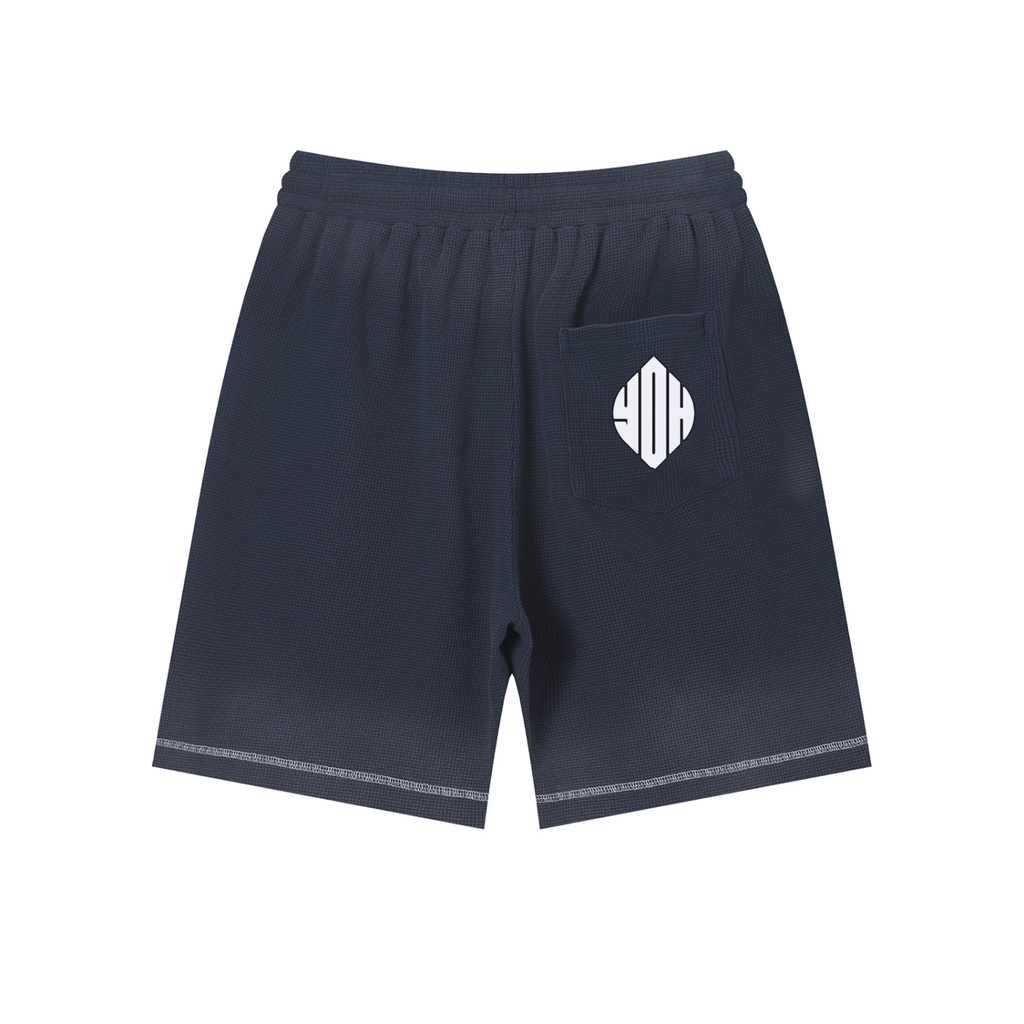 Unisex Sunfade Waffle Raw Hem Shorts