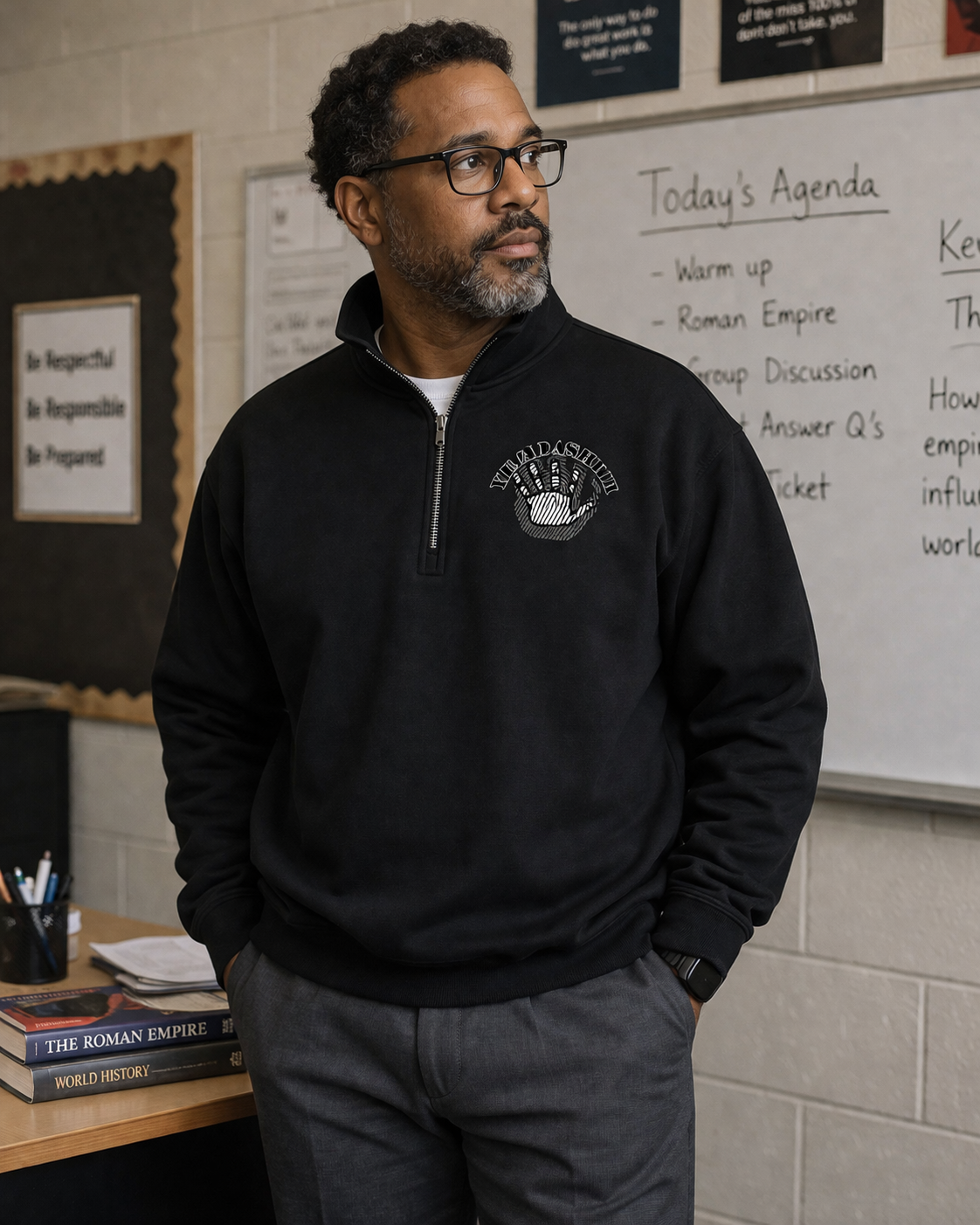 Quarter-Zip Drop Shoulder Sweatshirt